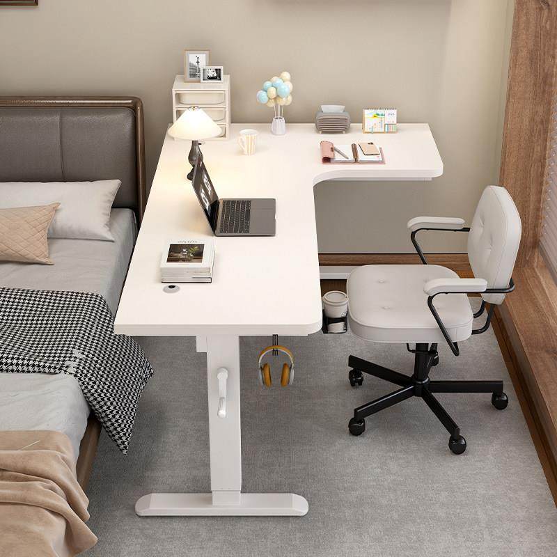 手摇升降桌转角书桌电脑桌L型家用办公桌子可调节卧室实木学习桌,淘宝优惠券,粉丝福利购,淘宝优惠卷