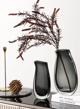 玻璃花瓶透明插花水养玄关装饰品摆件客厅创意现代简约样板间摆设