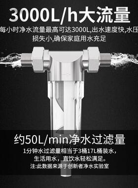 过全屋备前置滤器304锈钢净水器 反冲洗中3015-50 央净水设 刮不