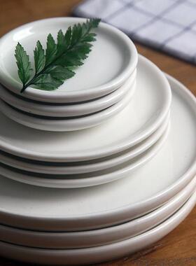 陶瓷花盆托 托盘圆形椭圆形长方形小号白瓷白色底盘多肉植物盆栽