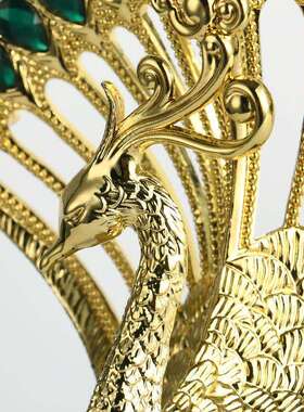 现代轻奢孔雀摆件创意家居饰品客厅玄关电视柜装饰品锌合金工艺品