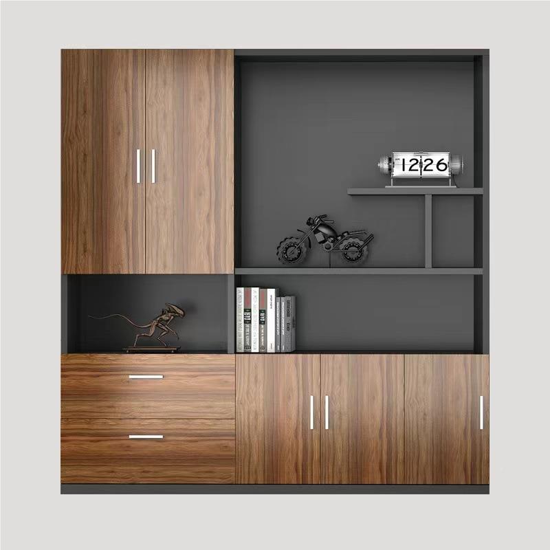 现家代木简约景老板办公桌背柜办公具质资料柜书柜财014务档案储 - 图0