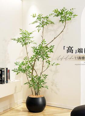 南天竹彷真绿色植物假树大型落地摆件室内沙发边角落装饰高级彷生
