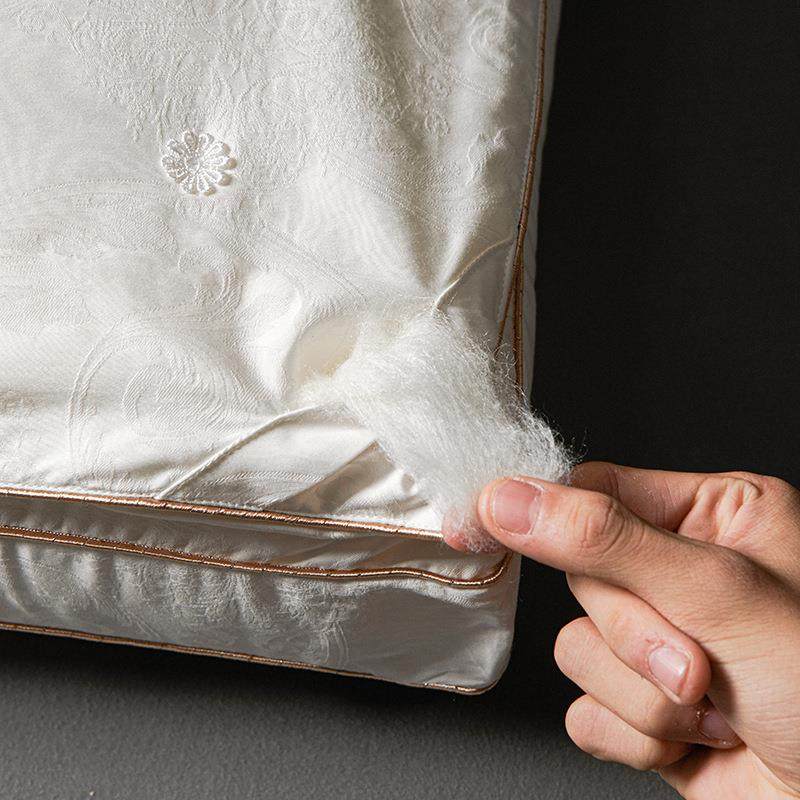 高端100支长绒棉提花天然双层蚕丝美颜枕芯超柔睡眠全棉立体枕头,淘宝优惠券,粉丝福利购,淘宝优惠卷