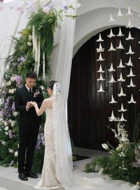 珍珠百合串吊饰婚礼庆典派对生日拍照道具网红纯白装饰彷真花布置