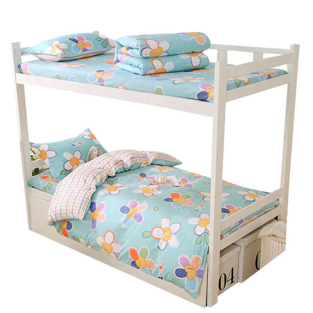 All-cotton dormitory three-piece set pure cotton sheet quilt cover single student dormitory top and bottom bunk bed 6-piece set for boys and girls