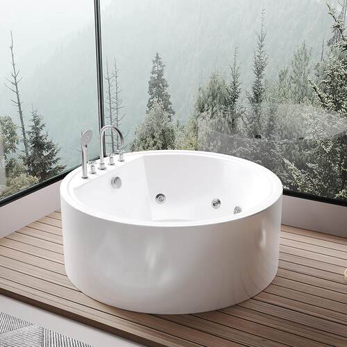 压克力浴缸一体圆形独立式双人恒温按摩1.2米1.35/1.5米1.6米 - 图1