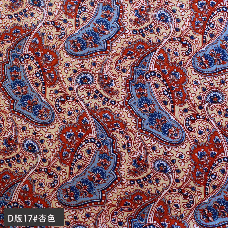 平纹桃皮绒印花布 腰果花水蜜桃涤纶印花布 服装鞋材袖里手袋里布 - 图0