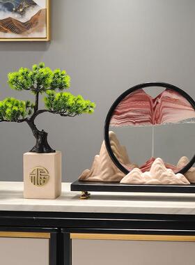新中式流沙画沙漏摆件高档家居酒柜办公室领导装饰品开业礼物轻奢