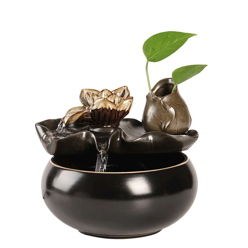 小号流水生财摆件循环水鱼缸招财喷泉陶瓷禅意家居客厅茶桌面装饰 - 图0