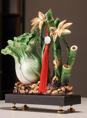 招财白菜摆件百财节节高升客厅玄关办公桌面装饰乔迁礼品开 业礼