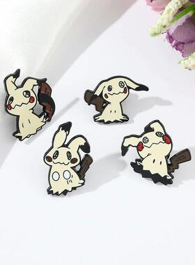 4 pcs Cartoon Animal Breast Brooch Set Funny Mimikyu Enamel