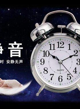 高颜值闹钟学生专用超大声音打铃闹钟起床困难户懒人床头静夜灯金