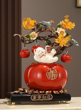 爆款可爱招财猫摆件家居入户门玄关客厅电视柜躺赚猫装饰乔迁新居