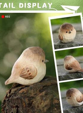 手工木雕丨麻雀实木质小鸟桌面摆件车内装饰开学教师节生日礼物