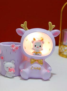 新梦幻贝拉兔笔筒灯系列树脂礼品欧美风女生卧室桌面装饰摆件盲盒