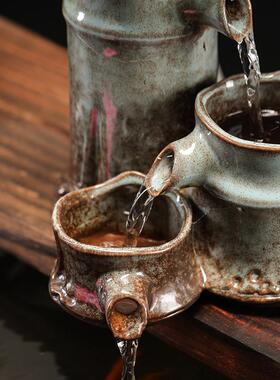 流水摆件循环水造景室内鱼缸出水口装饰摆件流水器配件陶瓷流水D&