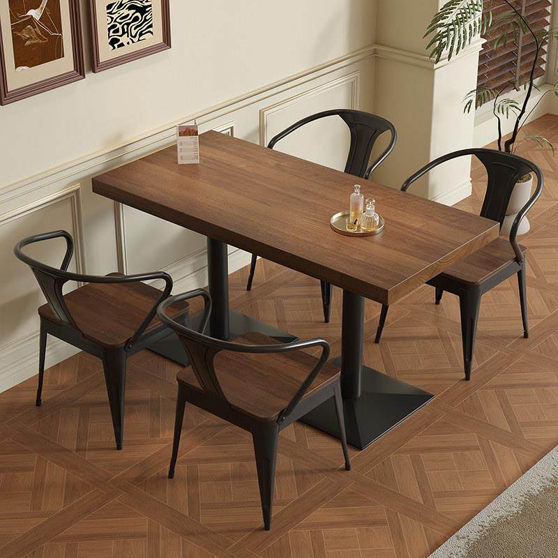 实木清吧餐桌椅组合餐饮汉堡甜品店正方形圆形双人小四方单腿桌子,淘宝优惠券,粉丝福利购,淘宝优惠卷