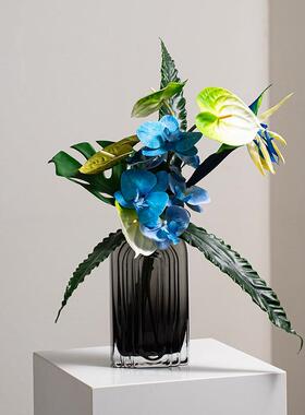 匠十三 现代轻奢蓝色整体仿真花艺永生干花绿植酒店装饰品摆件