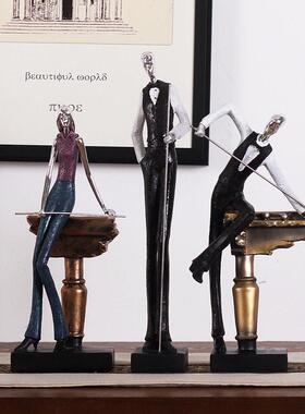 简单现代创意台球运动人物树脂工艺品装饰品家居装饰客厅模型室