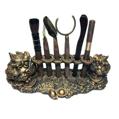 Tea Ceremony Six Gentlemen Chinese Ebony Kung Fu Tea Set Tea Brush Pot Pen Tea Spoon Tea Ceremony Stand Ornament