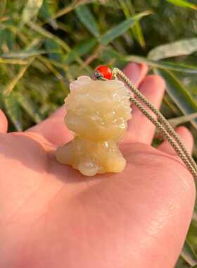 公平青白玉天然吞金玉佛阿富汗祥云吊安玉石锁坠醒狮扣挂件兽白玉