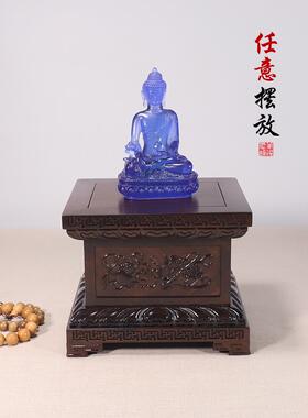 红木雕刻佛像底座加高正方形供奉观音菩萨实木质工艺品摆件托架子