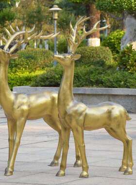 户外大型仿花真铜麋玻璃钢雕塑地产装饰鹿抽象梅鹿园林动房物8213