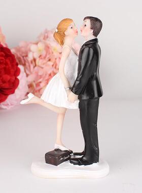 婚礼蛋糕人偶 树脂摆件 蛋糕摆件装饰 新郎新娘树脂工艺品 现货