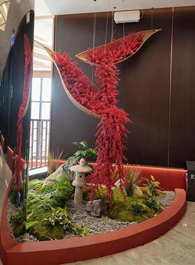 仿真植物造景过道景观布置室内楼梯下假花树装饰仿生绿植造景组合