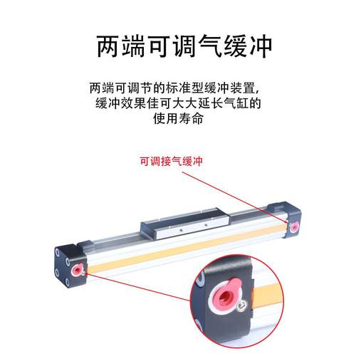 可调机械式高速无杆气缸带缓冲导轨长行程OSP-P16-25-32-40-50-63 - 图2