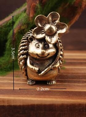 黄铜刺猬摆件小刺猬摆件刺跨境复古铜器猬黄铜摆茶小宠摆件工艺品