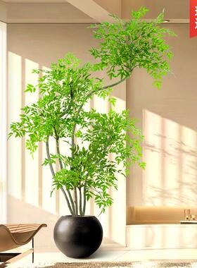 南天竹彷真绿色植物大型室内盆栽装饰花摆件客厅落地树高级彷生假