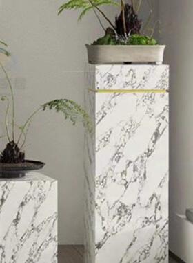 时尚奢石大理石岩板围金边款花架家居客厅玄关摆件底座办公室装饰