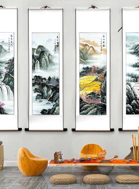 国画山水四条屏手绘花鸟梅兰竹菊四君子水墨中式客厅办公室装饰画