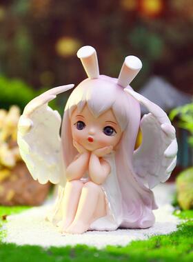 新款直销少女心安娜小天使摆件搪胶工艺品可爱女生桌面装饰品现货