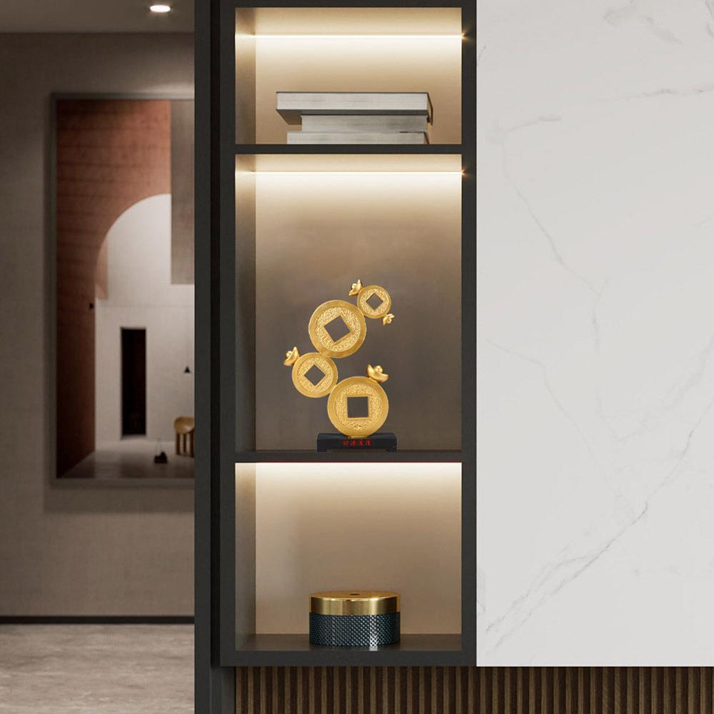 财源滚滚铜钱摆件新中式高端客厅玄关办公室桌面酒柜装饰品工艺品 - 图2