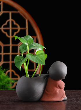 禅宗小和尚家居治疗小物件茶宠物办公室桌面入口酒柜电视柜装修