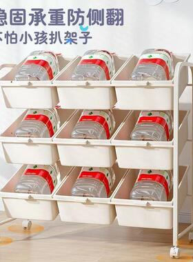 玩具收纳置物架儿童书报架家用宝宝绘画书本落地储物架子移动推车