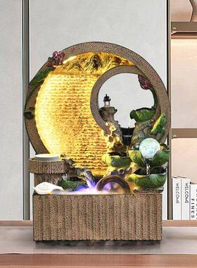 中式荷叶流水摆件循环水喷泉风水轮客厅办公室装饰开业乔迁礼
