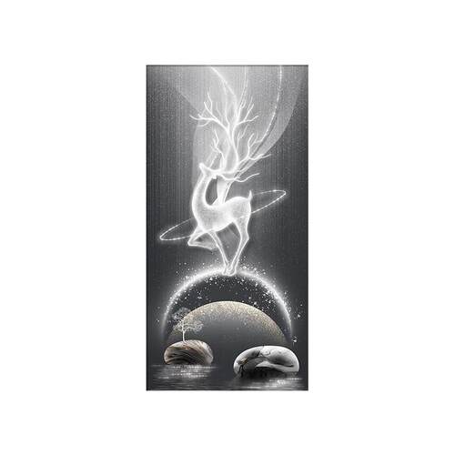 现代简约轻奢玄关装饰画麋鹿走廊尽头挂画入户门客厅寓意好壁画灯 - 图3