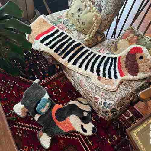 条纹腊肠狗子地可爱ns小狗室地毯卫生间垫卧吸QOQ水地垫i床边毯 - 图2