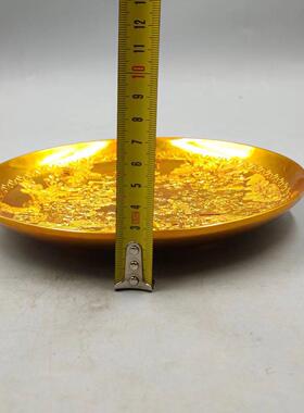 古玩铜盘子铜鎏金百子图盘铜盘子茶具乡下收老物件家居工艺品
