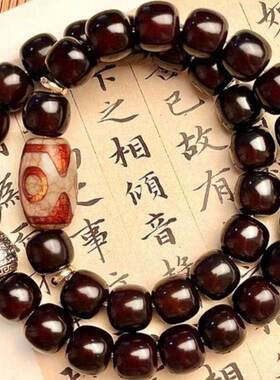 彩玉优选轻奢菩提手串新款糖溏心老料手錬双圈盘文玩九眼天珠