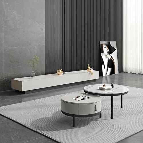 意家式极实木板电岩视柜茶几组合现代D121#简约用高脚墙柜地台简 - 图1