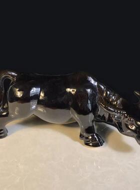 陶瓷水牛黄牛摆件招财风水黄色黑色耕牛补缺角摆设风水家居装饰品