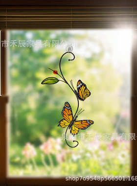 立体蝴蝶异形玻璃装饰摆件 创意家居工艺品 室内橱窗展示装饰