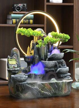 风水轮假山流水喷泉办公室客厅招财山水摆件循环水景装饰开 业礼