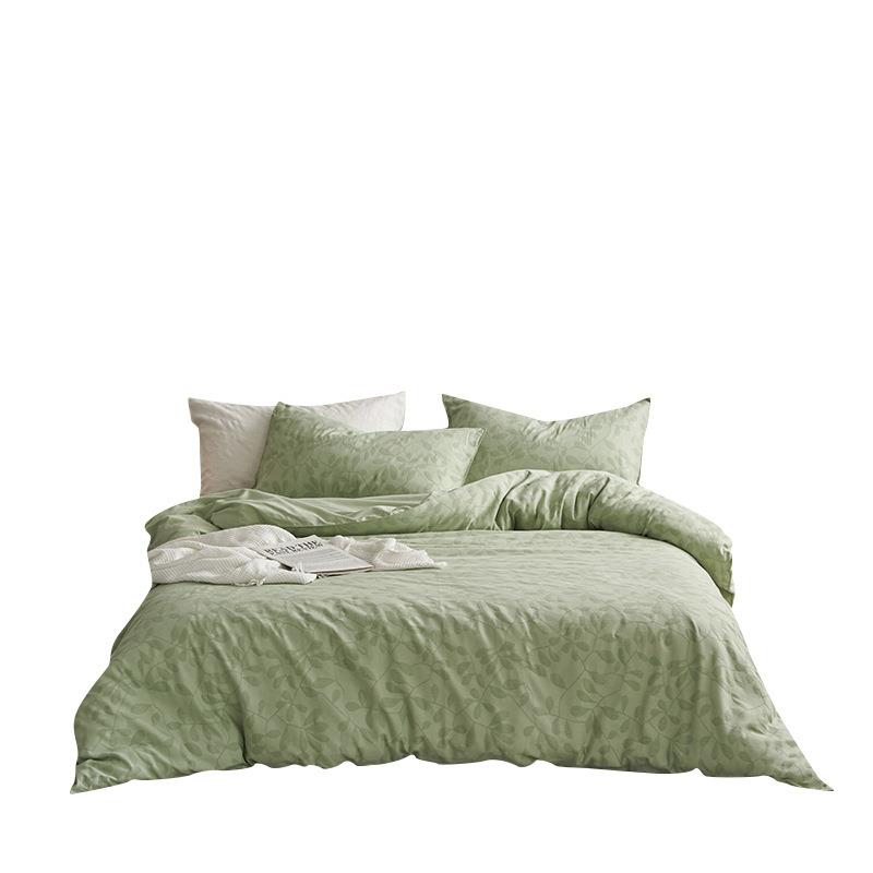 60-count three-layer yarn pure cotton yarn-dyed jacquard four-piece set of cotton sheets and quilt covers Nantong home textile bedding 4