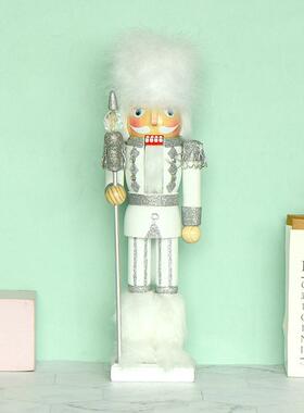 天蓝亮粉金色胡桃夹子士兵桌面摆件木偶木头人新年礼物耶诞树装饰